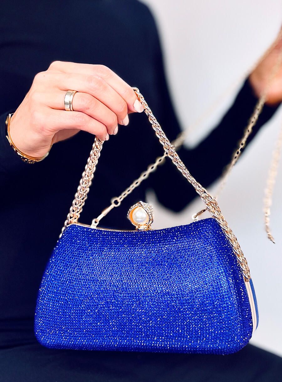 Alkalmi clutch kézitáska - kobaltkék színű
