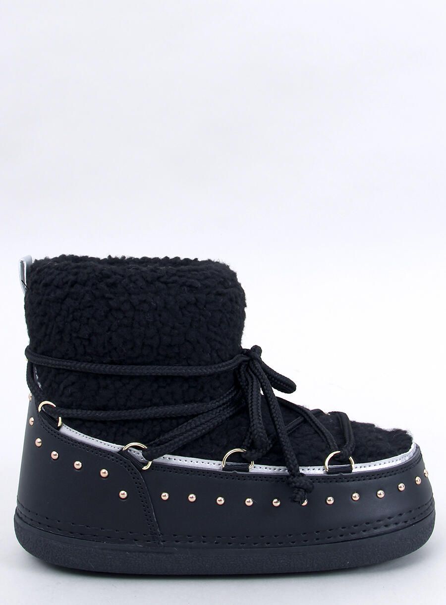 Hótaposó fűzéssel és műszőrmével - fekete színű