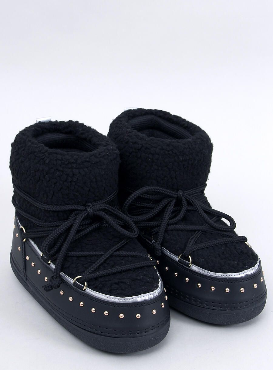 Hótaposó fűzéssel és műszőrmével - fekete színű