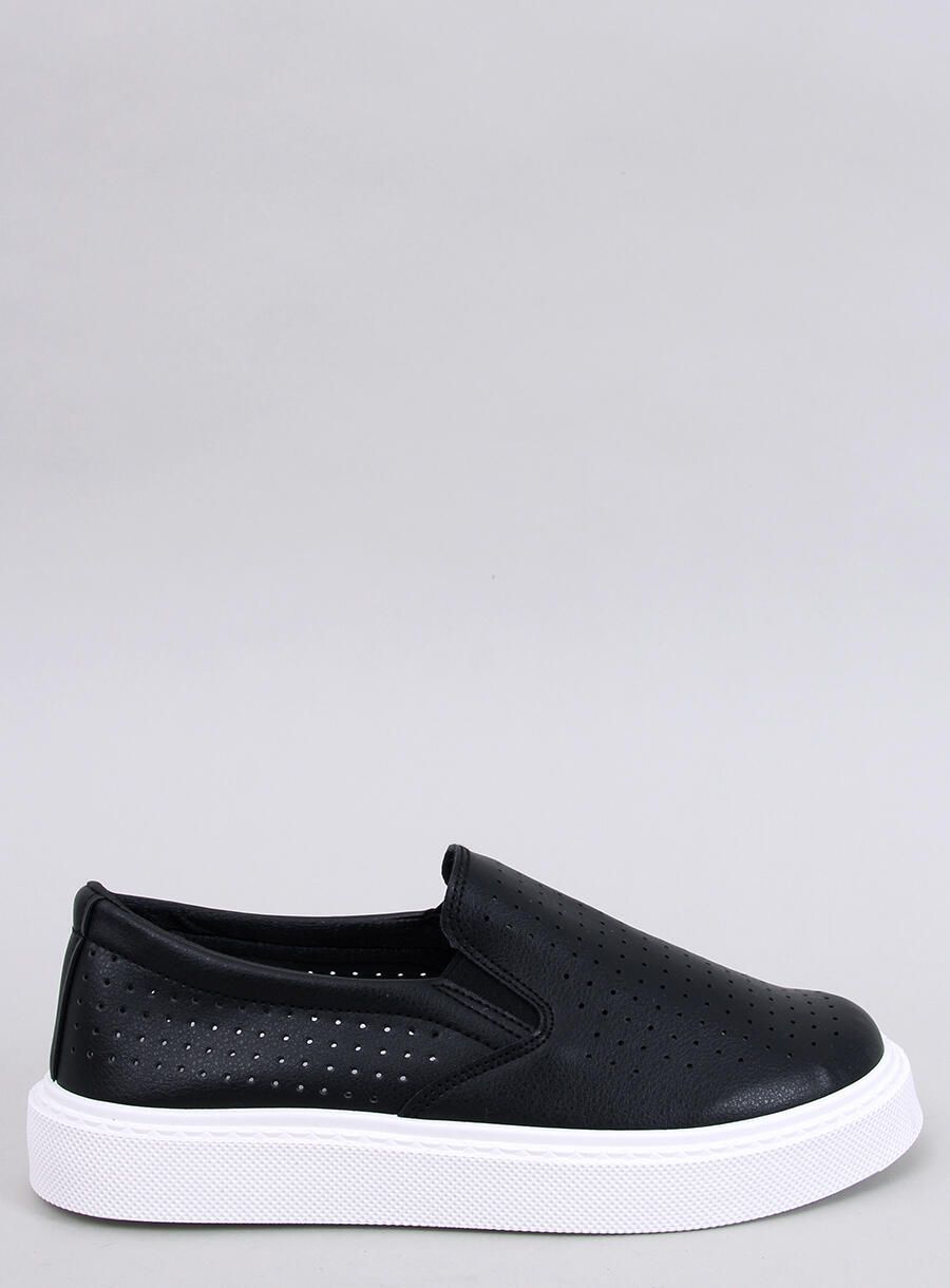 Perforált slip-on tornacipő - fekete színű