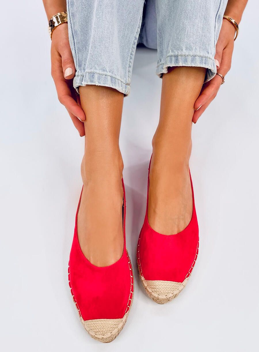 Piros színű velúr espadrilles cipő