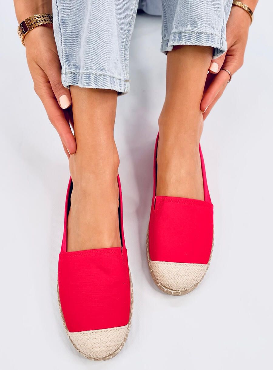 Szövet espadrilles cipő - piros  színű
