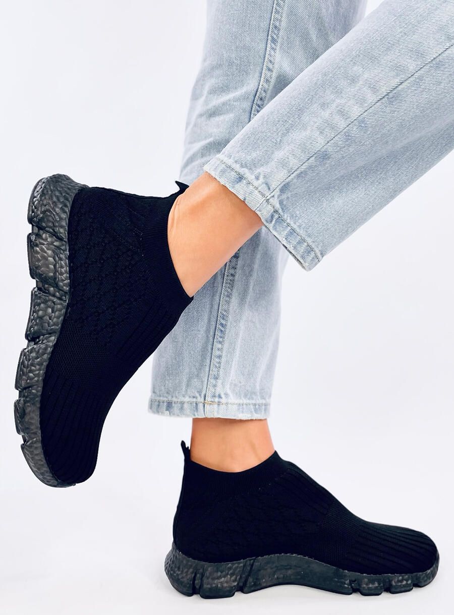 Női szövet slip-on tornacipő - fekete színű