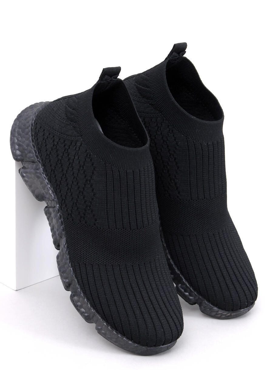 Női szövet slip-on tornacipő - fekete színű