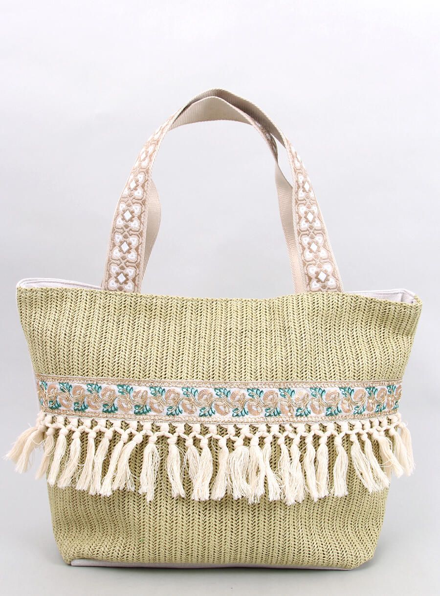 Világoszöld színű nagy strandtáska BOHO