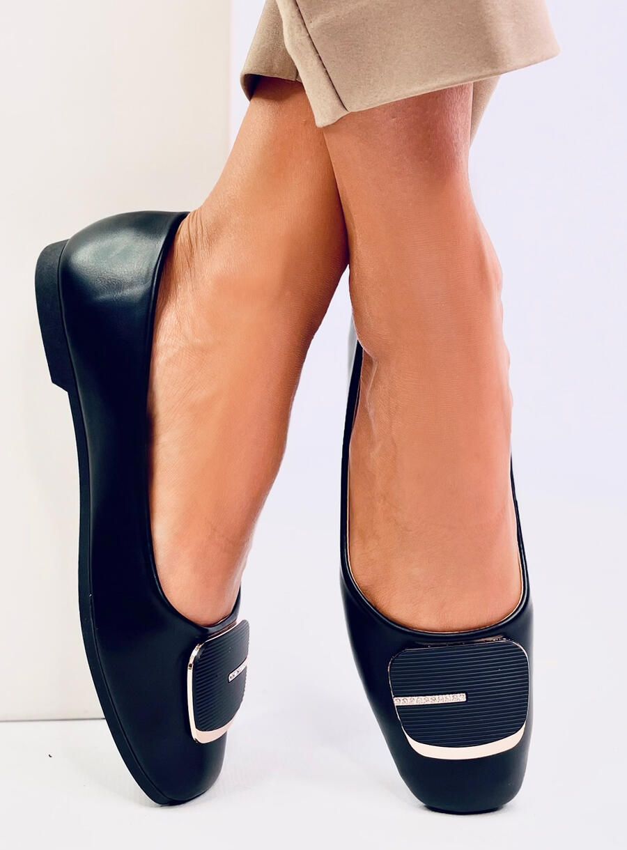 Elegáns balerina cipő - fekete színű
