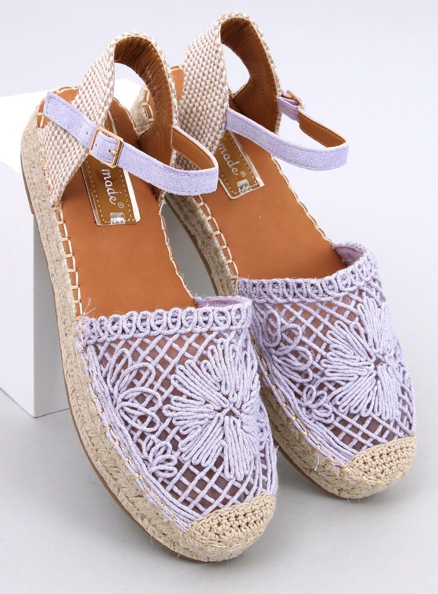 Lila színű espadrilles cipő csipke felsőrésszel