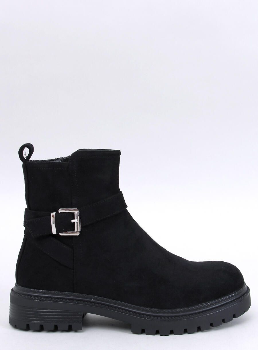 Velúr bokacsizma  - fekete színű