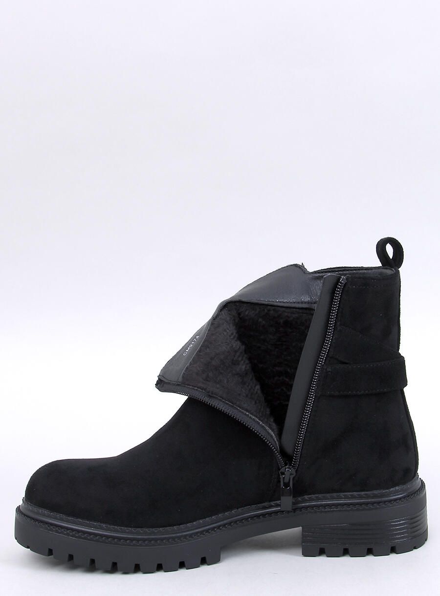 Velúr bokacsizma  - fekete színű