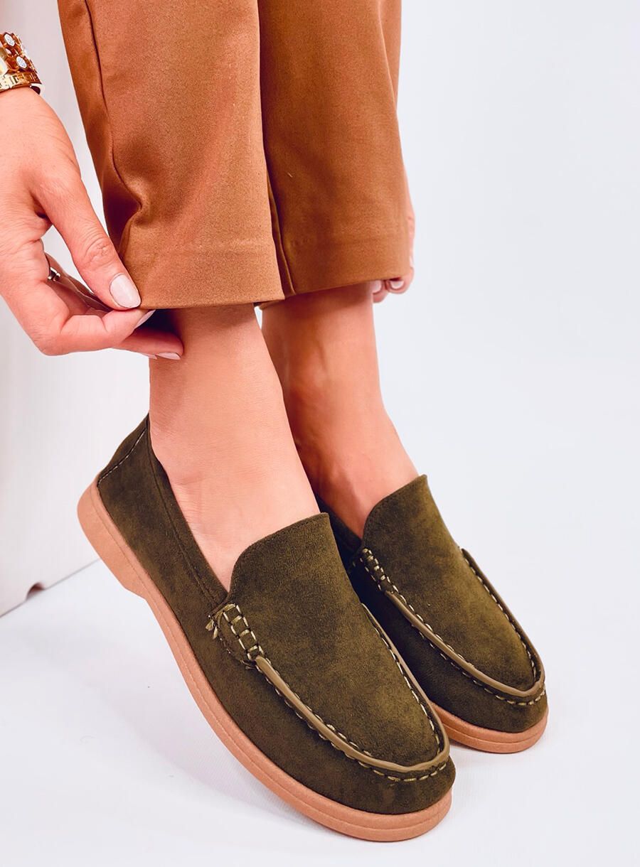 Extra puha női mokaszin - olívazöld színű