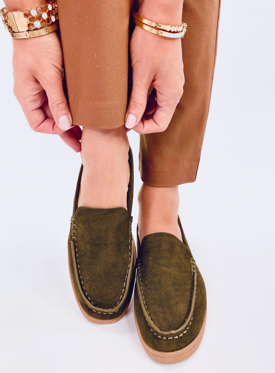 Extra puha női mokaszin - olívazöld színű