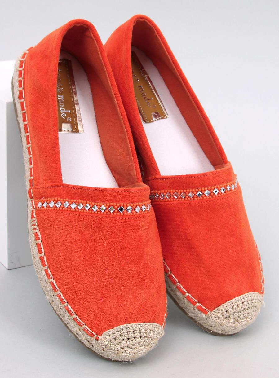 Narancsszínű velúr espadrilles cipő kövecskékkel
