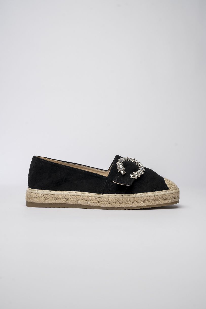Fekete színű női espadrilles cipő csattal