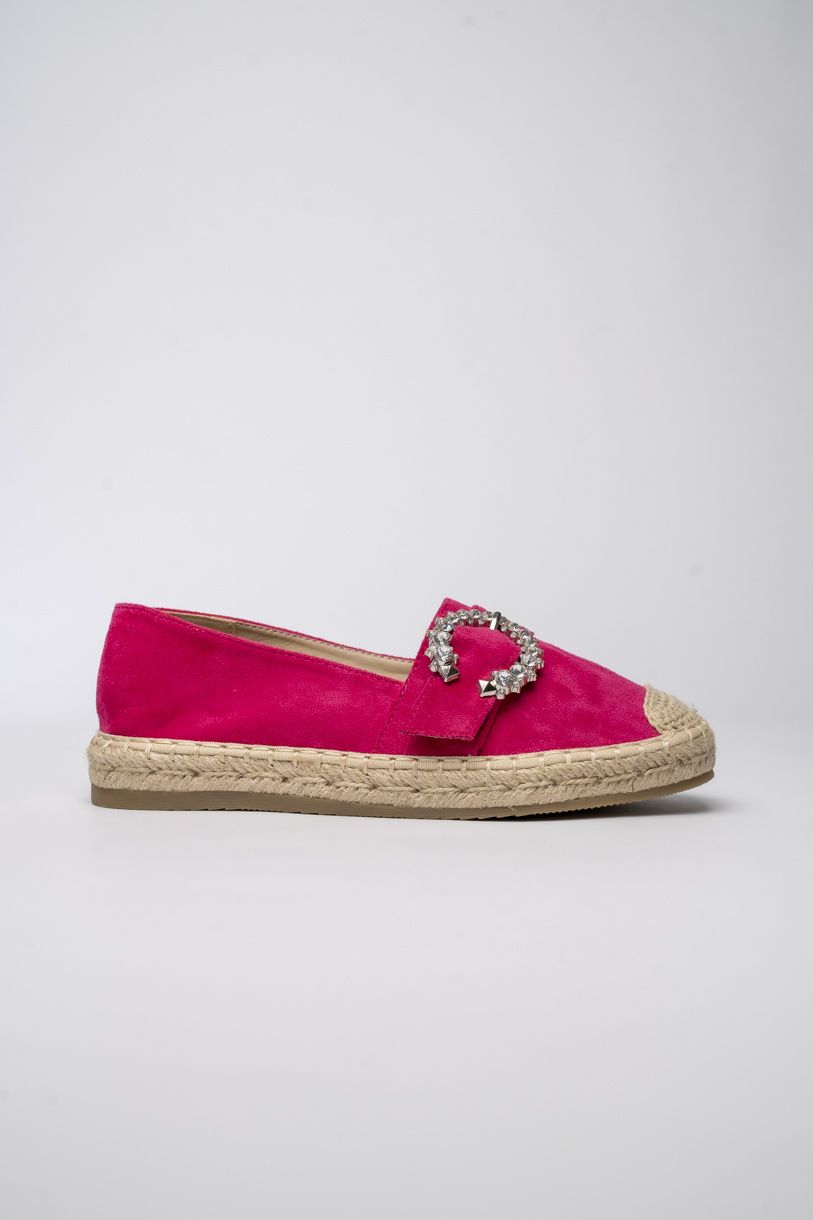 Rózsaszínű női espadrilles cipő csattal