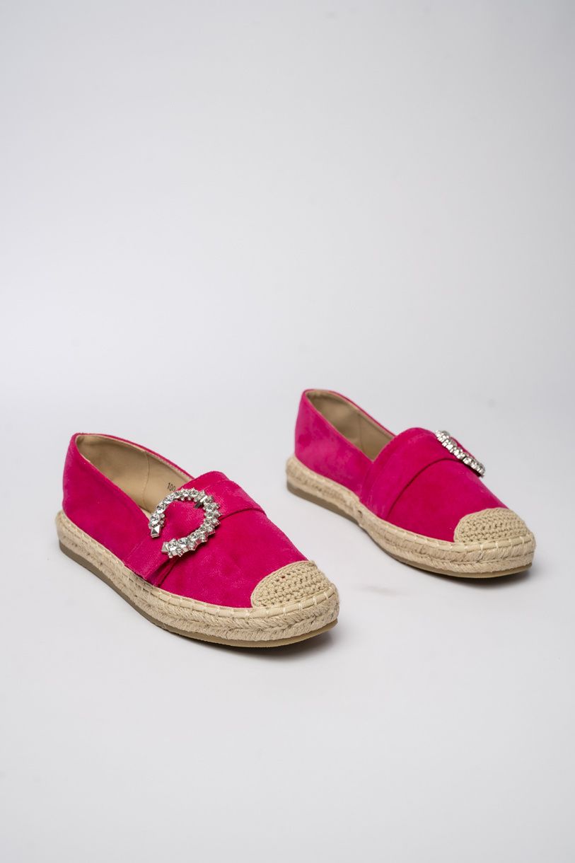 Rózsaszínű női espadrilles cipő csattal