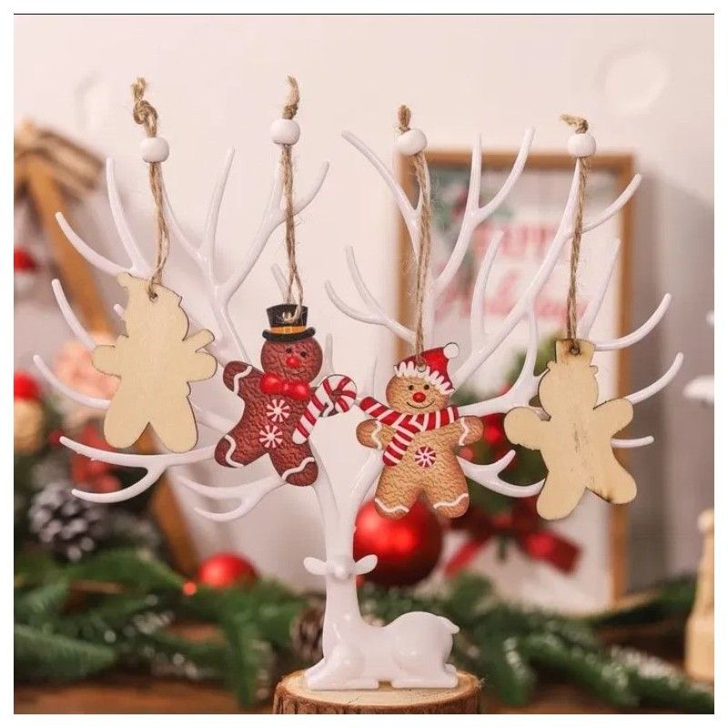 12 darabos fa karácsonyfadísz készlet, mézeskalácsok