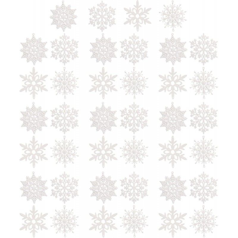 Karácsonyfadíszek – fehér csillagok, 10 cm, 40 darab