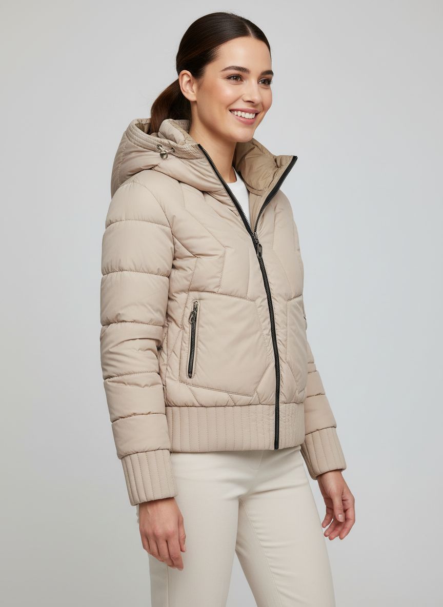 Kifordítható kapucnis dzseki - bézs színű