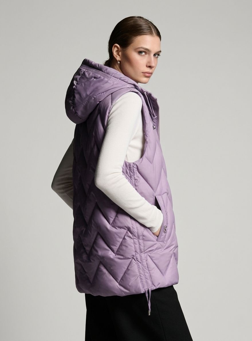 Világoslila színű hosszított mellény