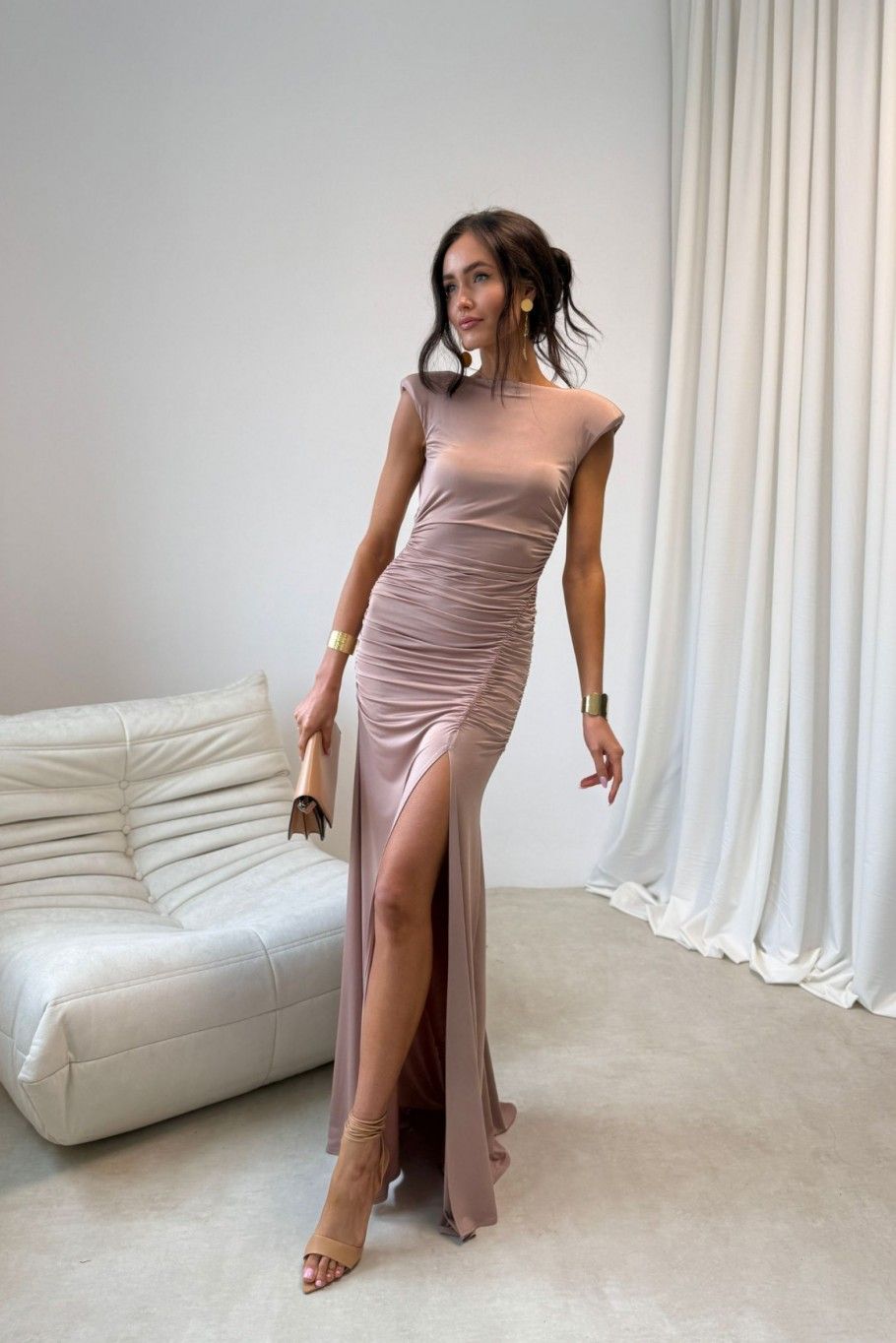 Aurelia mokka színű maxi ruha