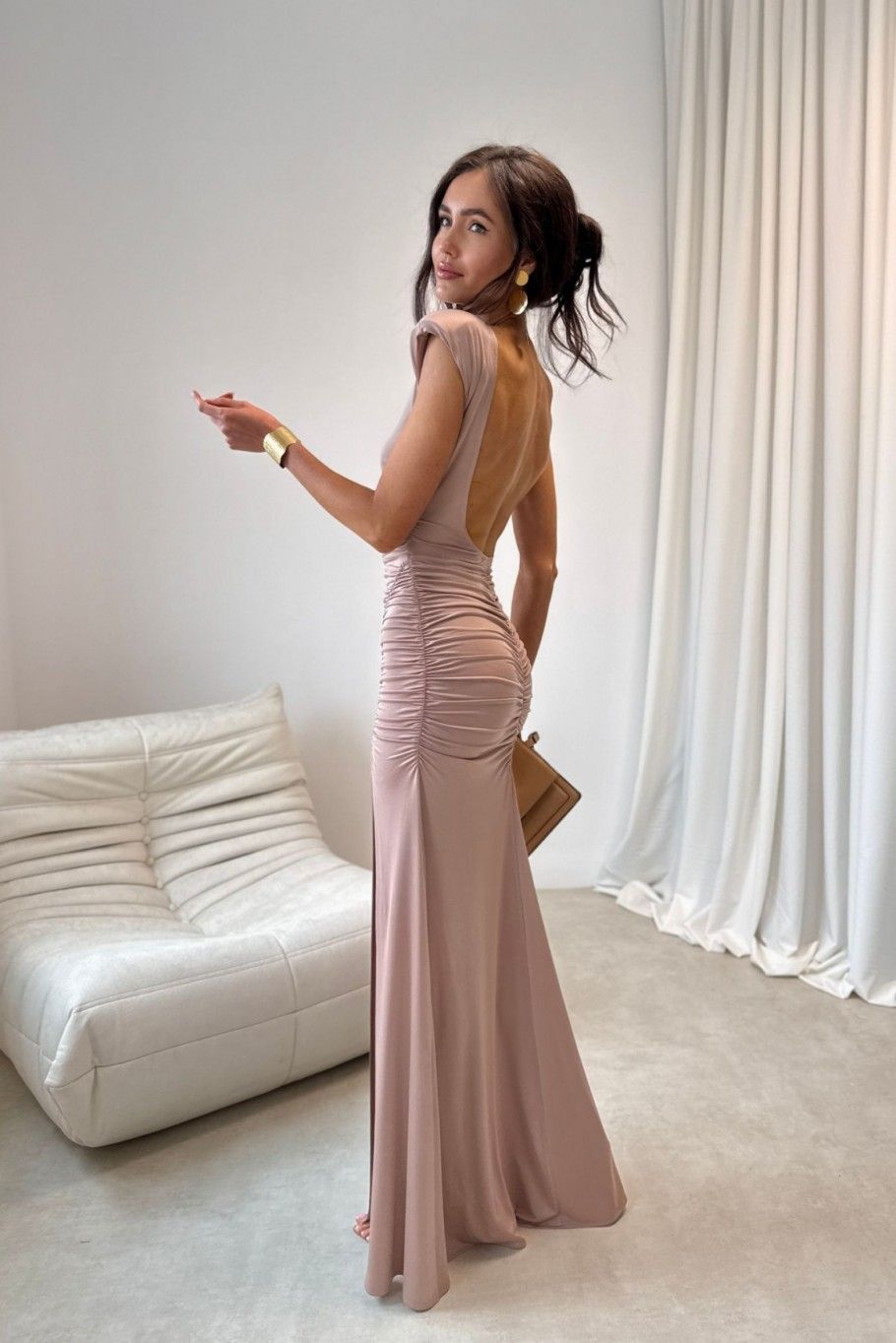 Aurelia mokka színű maxi ruha