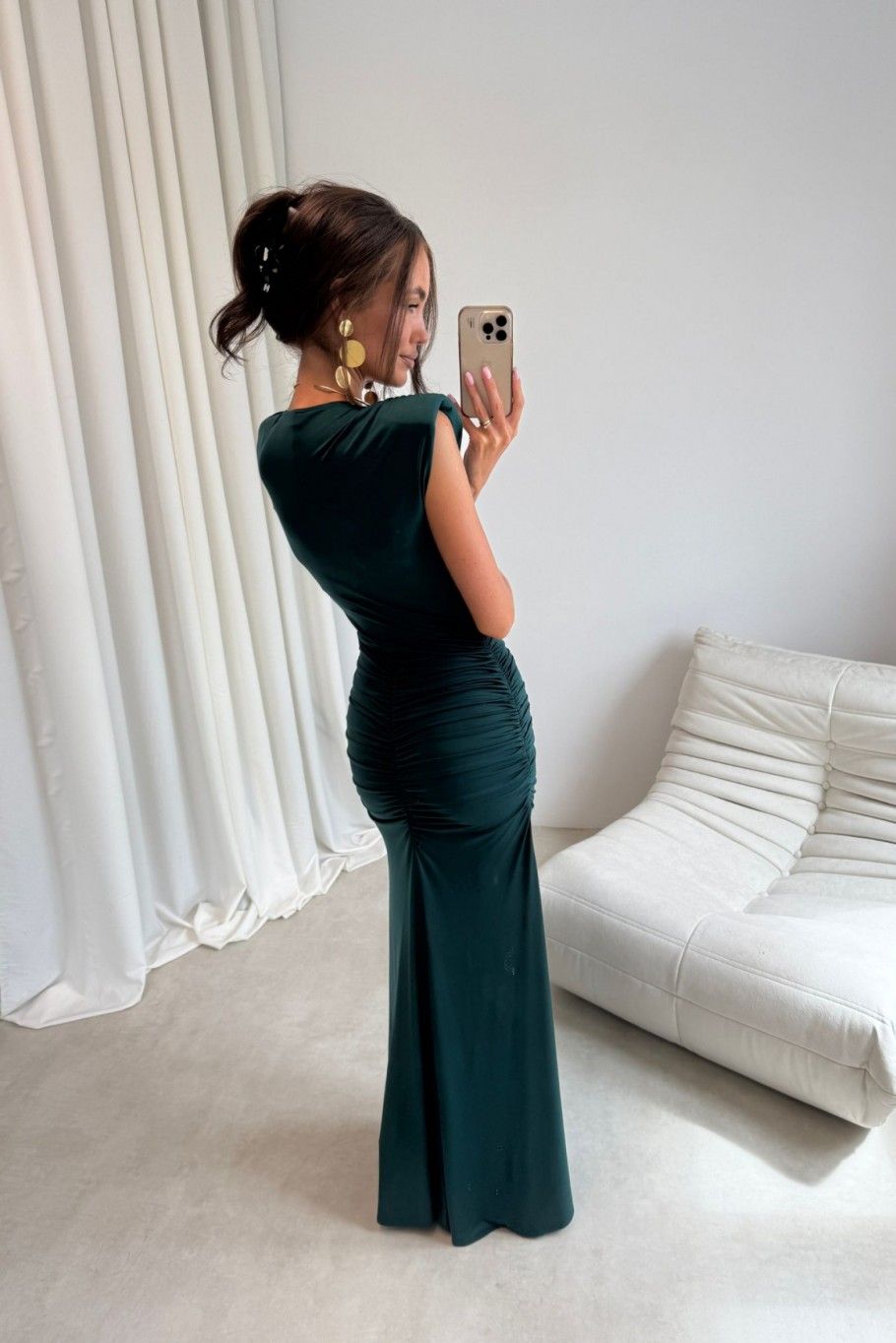 Noelia – maxi ruha sötétzöld színben