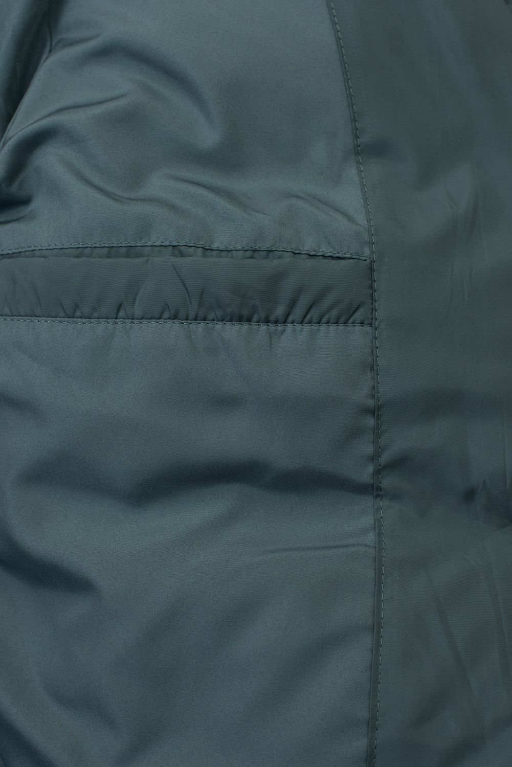 Petrolzöld színű hosszú téli kabát műszőrmével