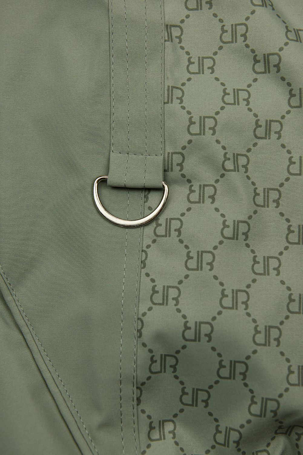 Khaki színű tavaszi parka nyomott mintával