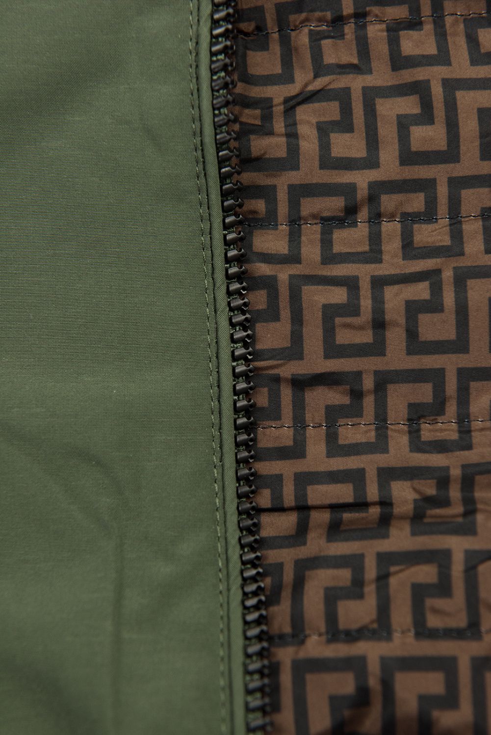 Mintás kifordítható parka - khaki és barna színű