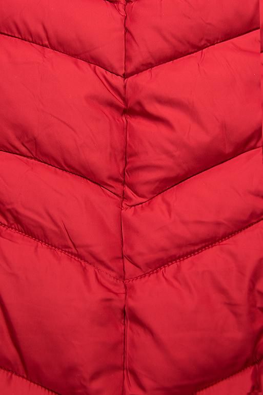 Piros színű hosszított kabát övvel