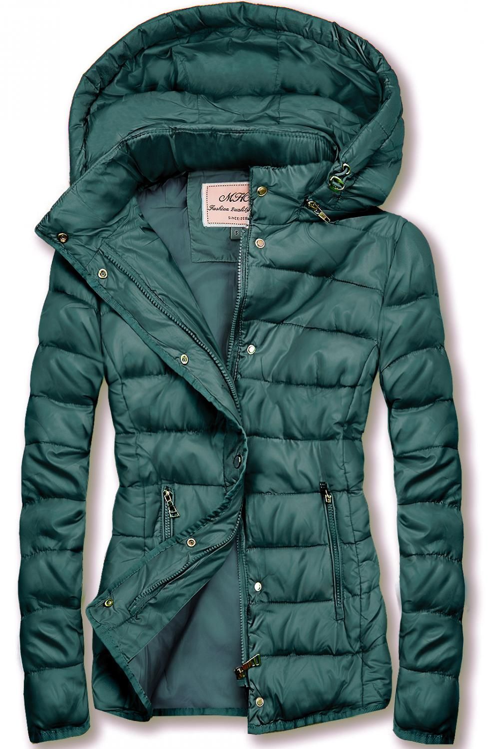 Zöld színű steppelt átmeneti dzseki