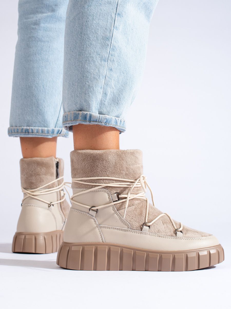 Női hótaposó platformon - bézs színű