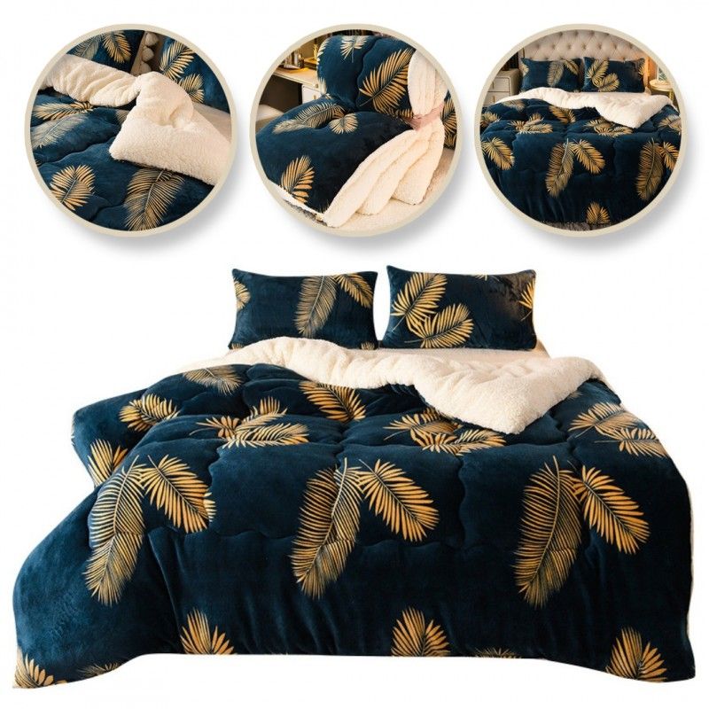 Puha plüss takaró XXL 180x220 - sötétkék/aranyszínű