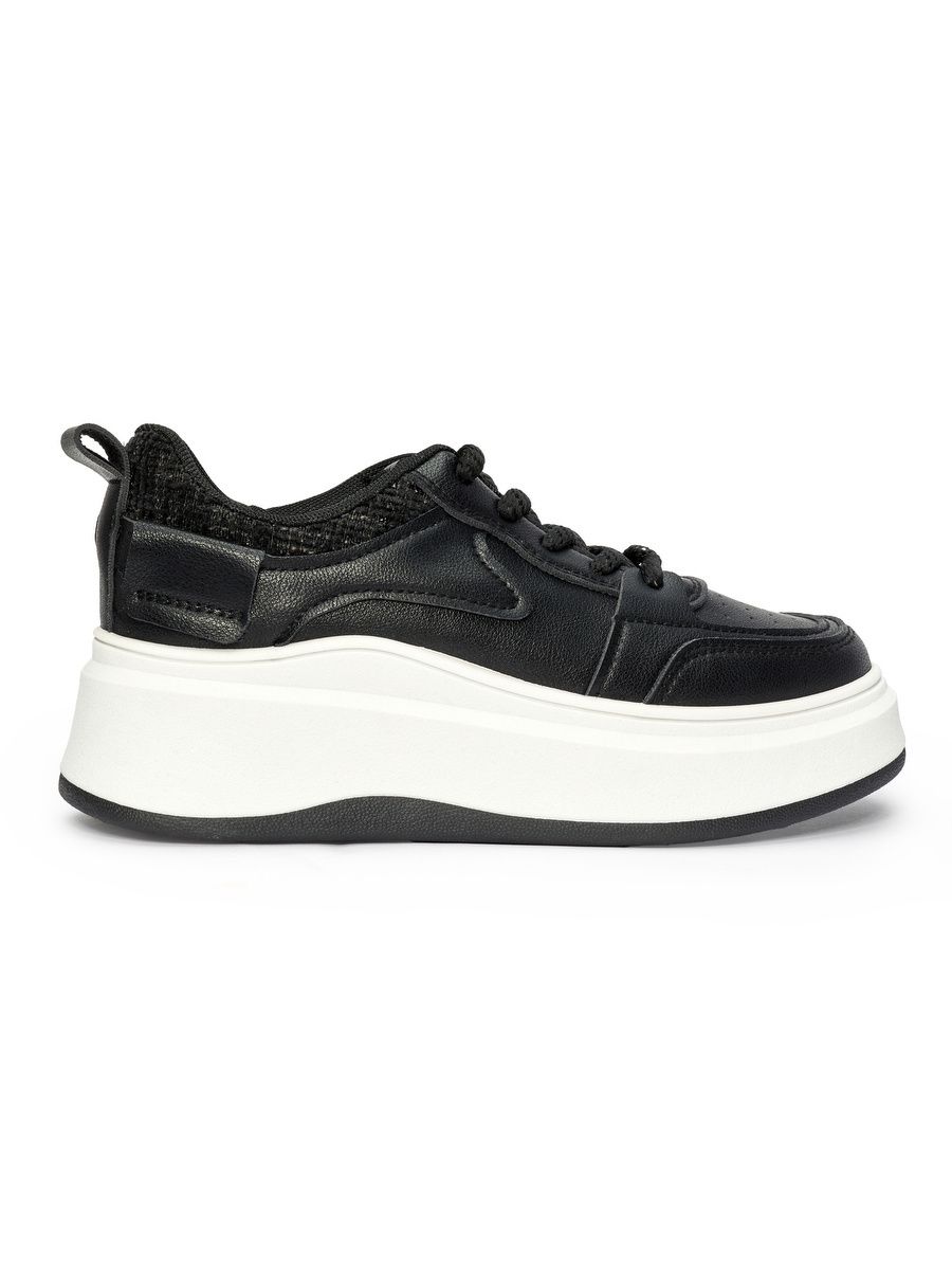 Női fekete színű sneaker vastag talppal
