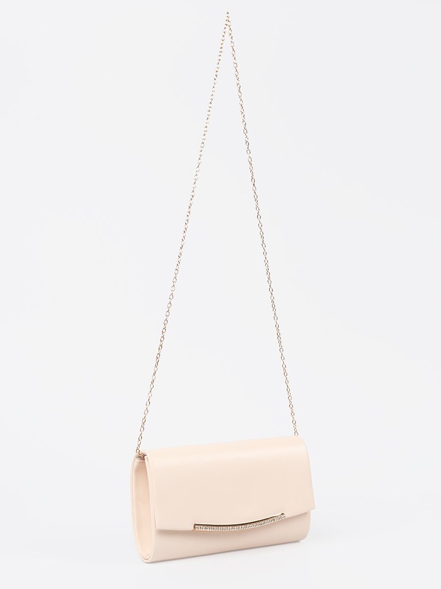 Világosbézs clutch lánccal
