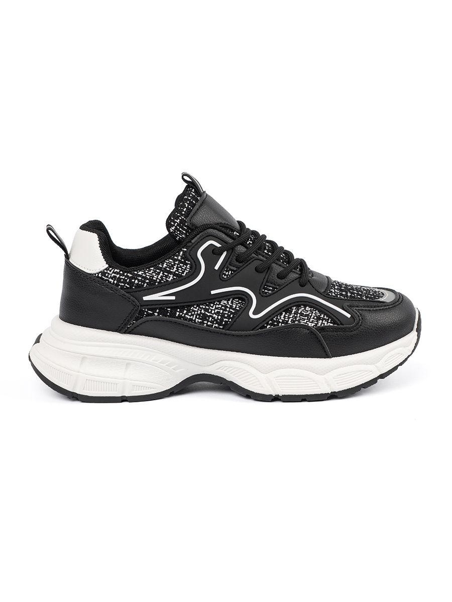 Fekete női sneakers díszítő betétekkel