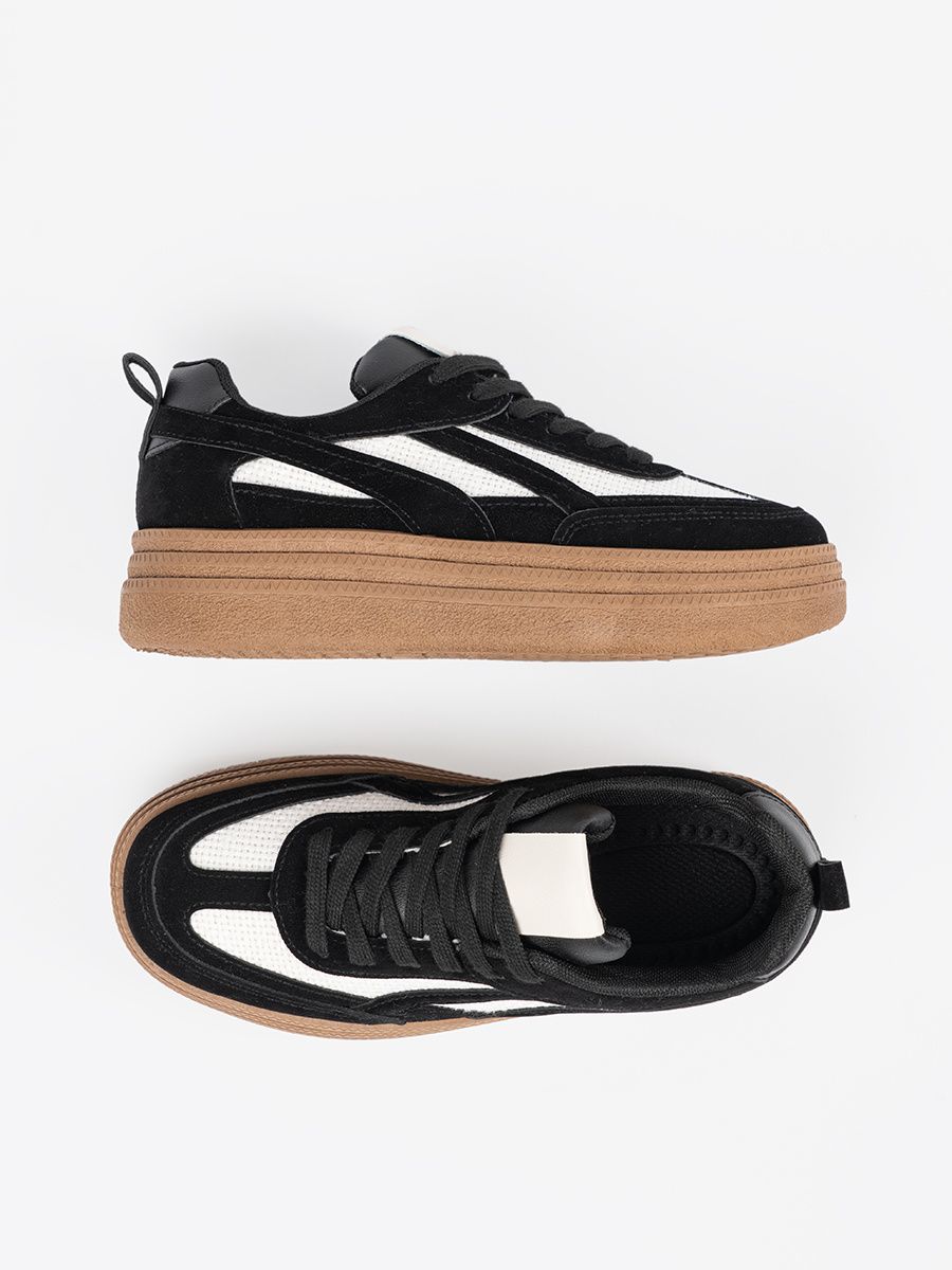 Fekete női sneakers fehér részletekkel