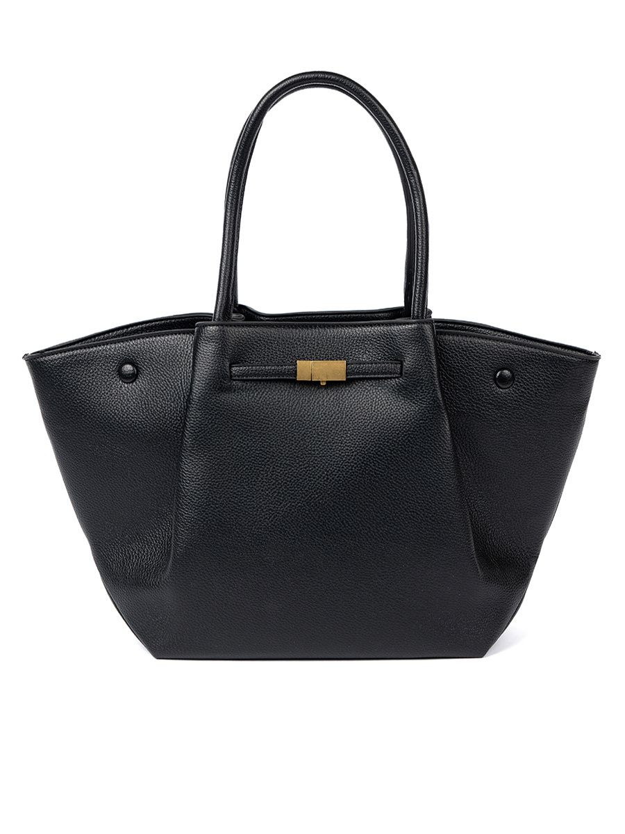 Klasszikus fekete színű ökobőrből készült shopper táska