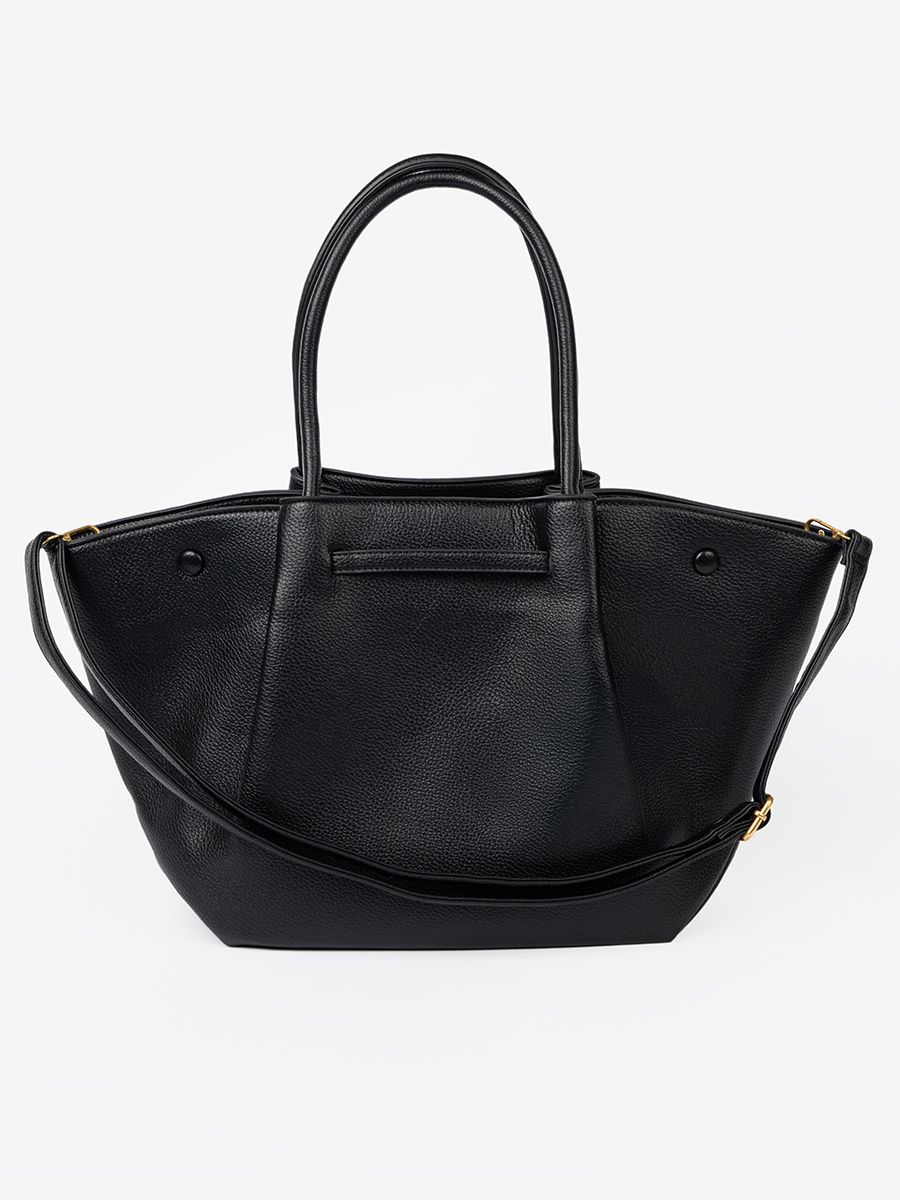 Klasszikus fekete színű ökobőrből készült shopper táska