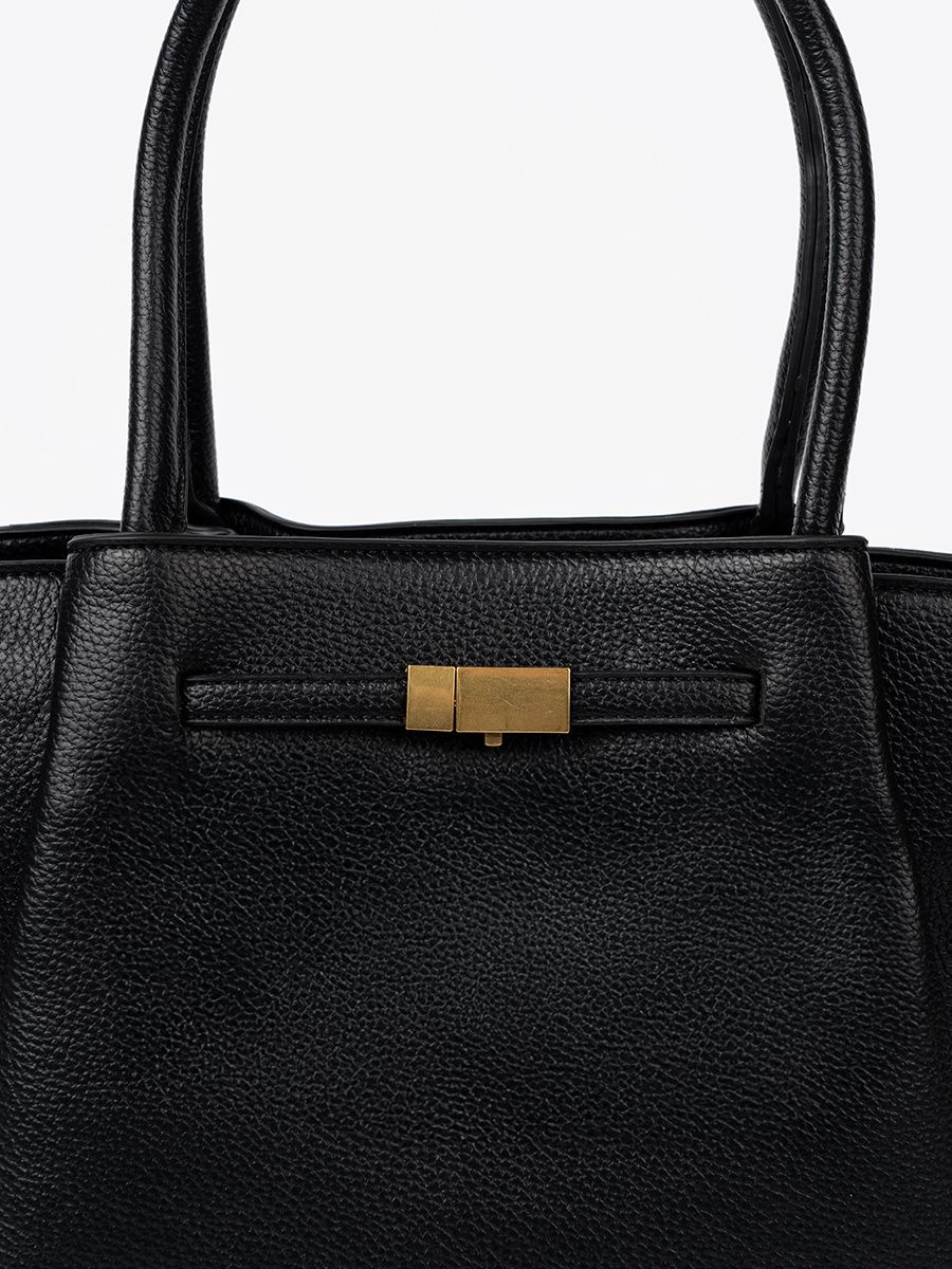 Klasszikus fekete színű ökobőrből készült shopper táska