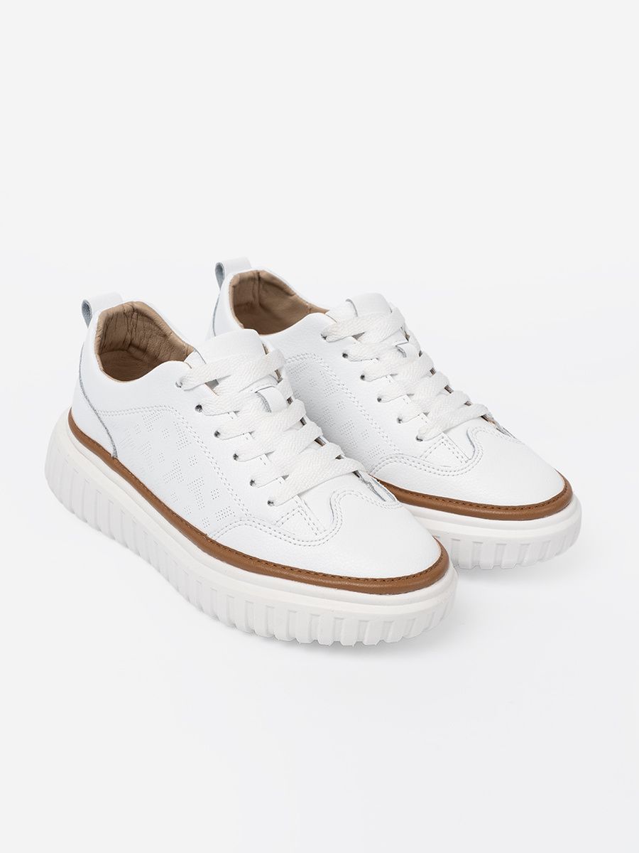 Fehér színű bőrből készült sneaker platformon Sergio Leone