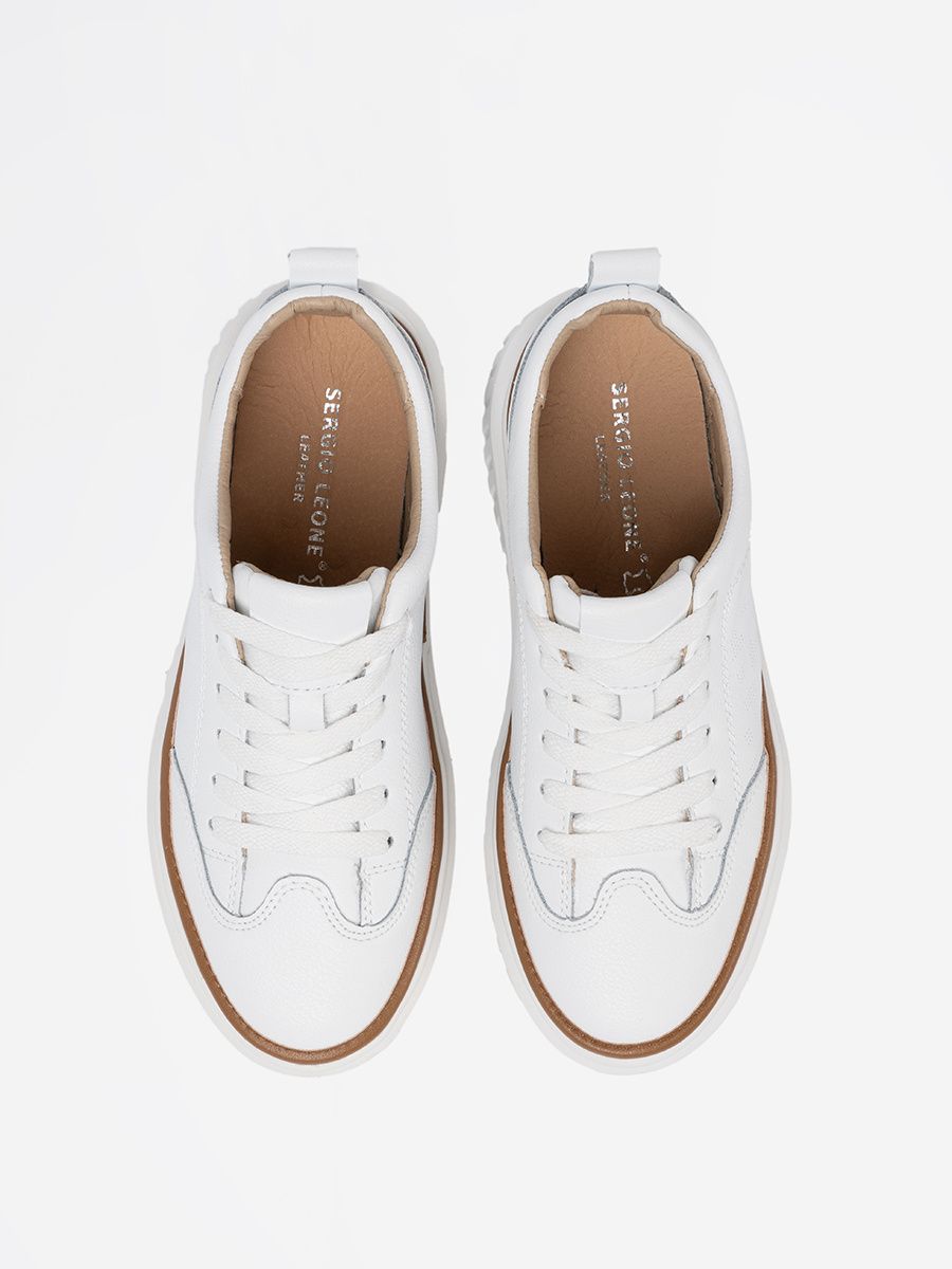 Fehér színű bőrből készült sneaker platformon Sergio Leone