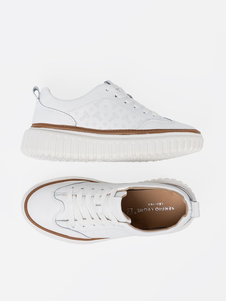 Fehér színű bőrből készült sneaker platformon Sergio Leone