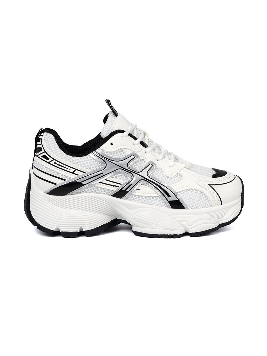 Fehér-fekete színű kényelmes sneaker cipő hálós anyaggal