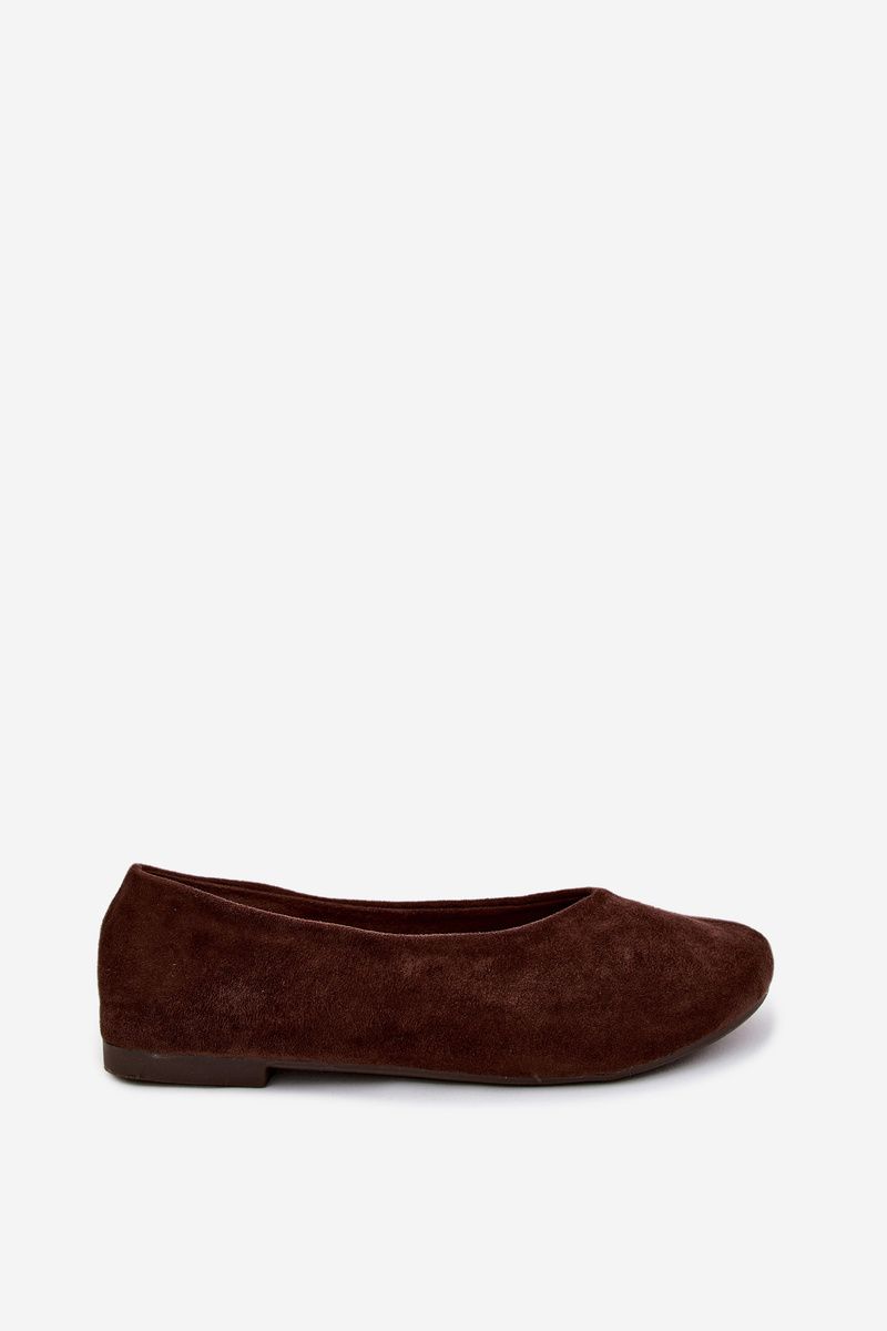 Barna velúrhatású balerina cipő