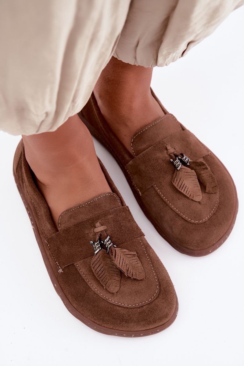 Barefoot mokaszin természetes velúrbőrből, barna színű