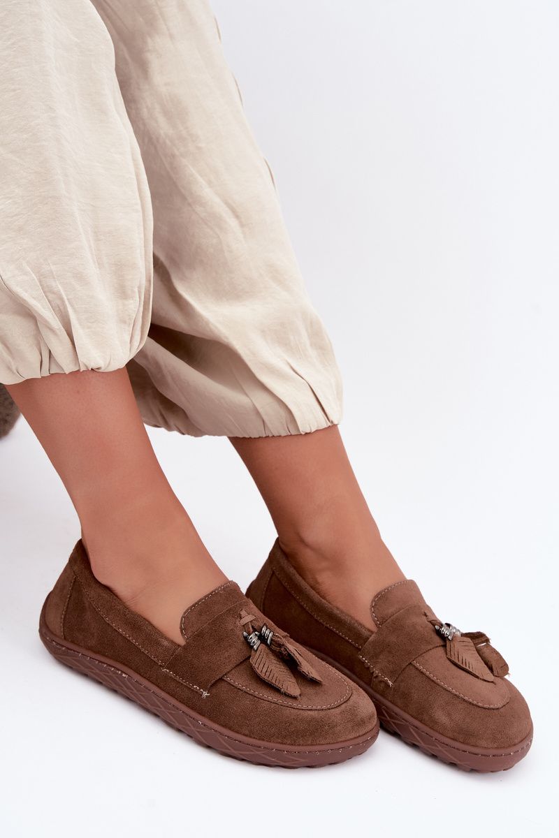 Barefoot mokaszin természetes velúrbőrből, barna színű