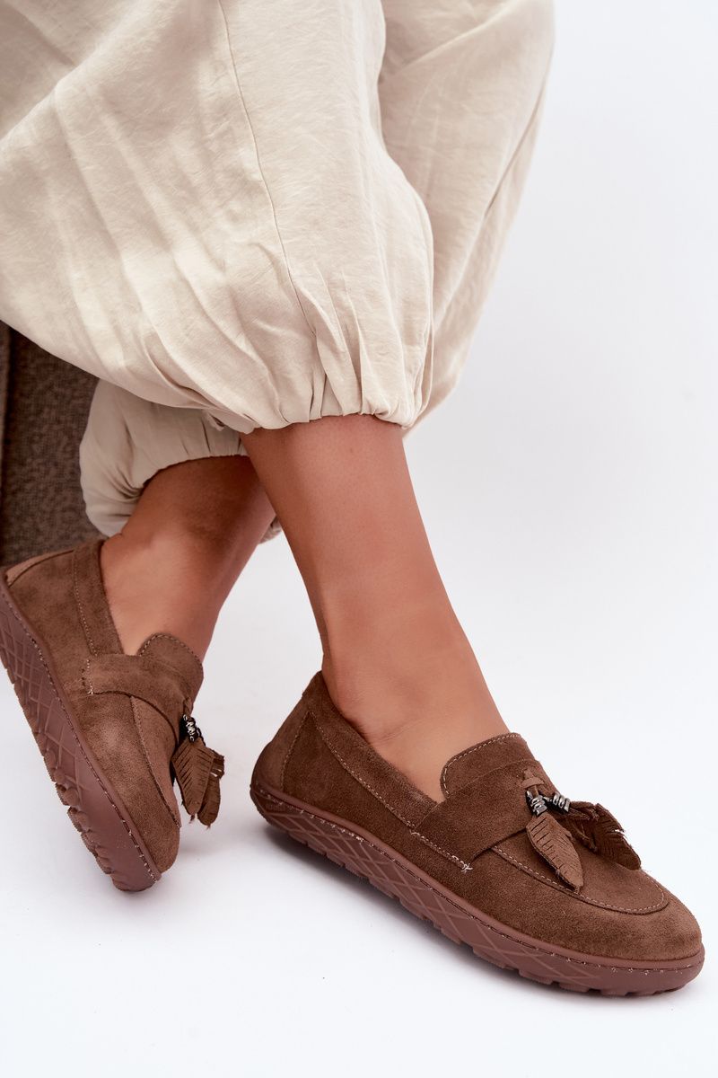 Barefoot mokaszin természetes velúrbőrből, barna színű