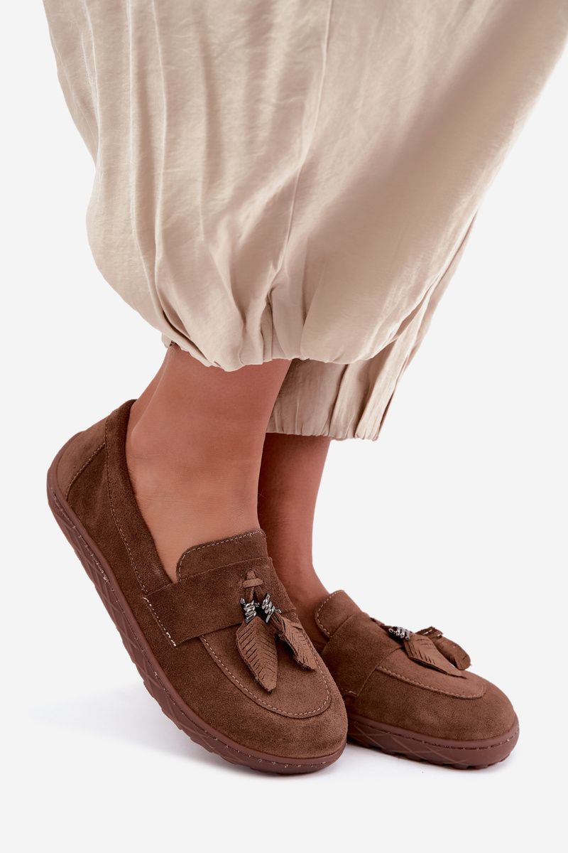 Barefoot mokaszin természetes velúrbőrből, barna színű
