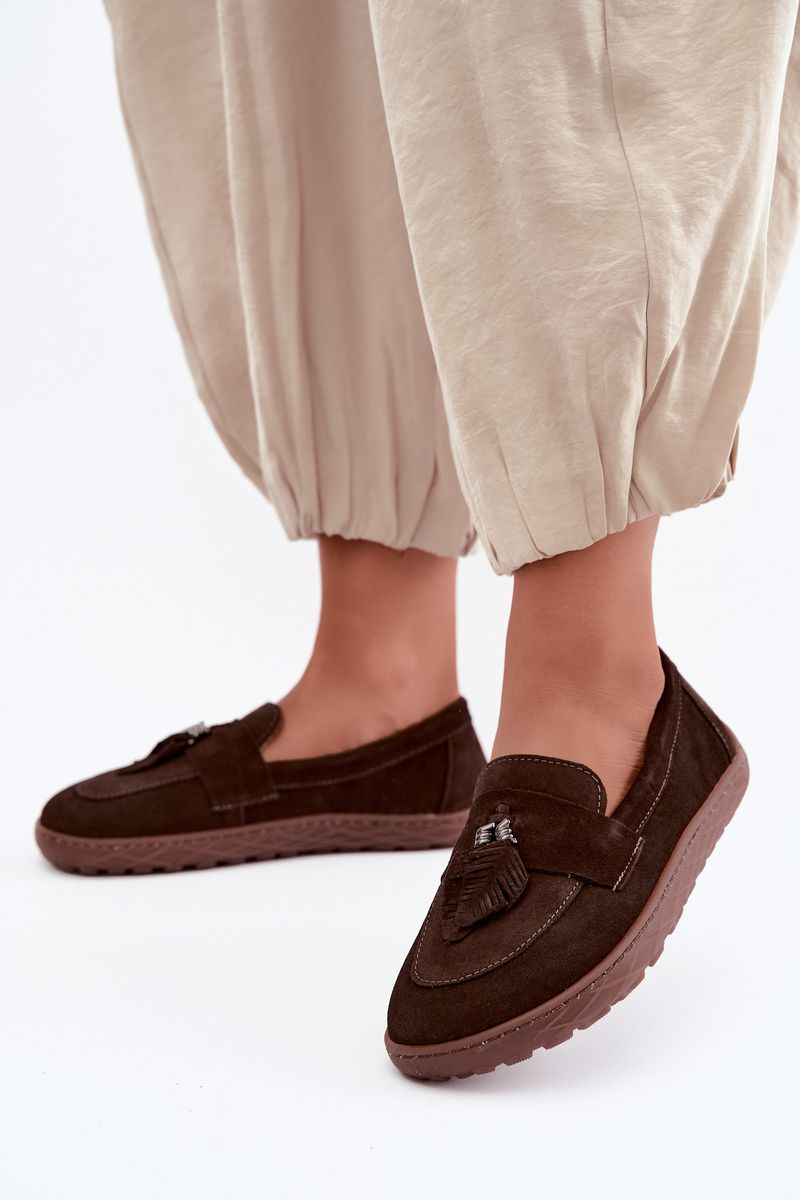 Barefoot mokaszin természetes velúrbőrből, sötétbarna színű